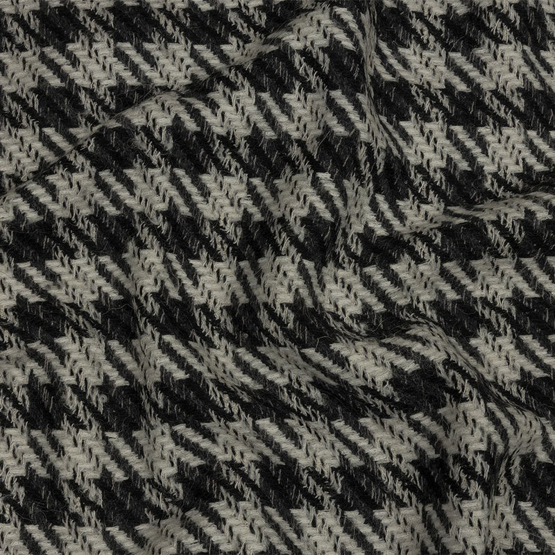 Famous Designer Charcoal and White Shepherd's Plaid Fulled Wool Twill Coating