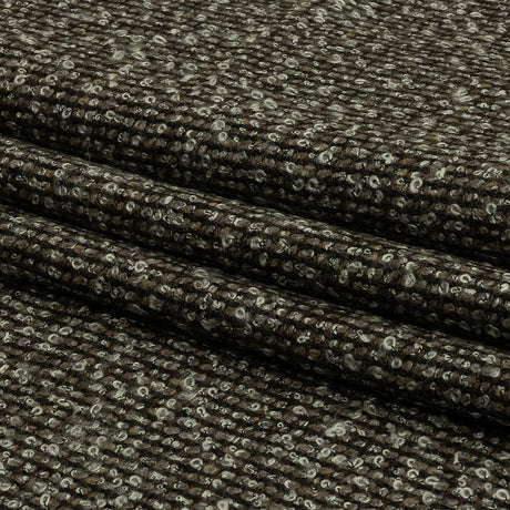 Famous Designer White, Brown and Taupe Striped Blended Wool Knit Boucle