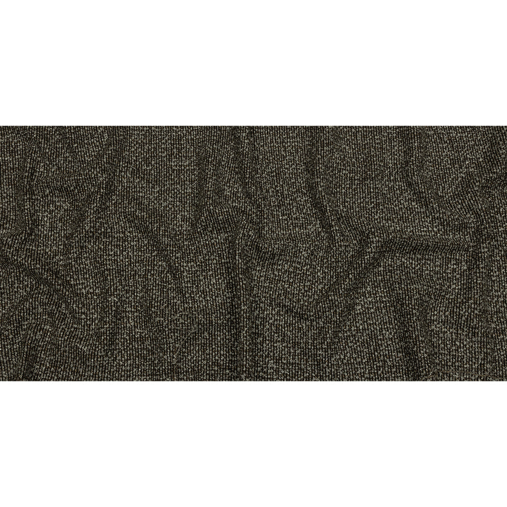 Famous Designer White, Brown and Taupe Striped Blended Wool Knit Boucle
