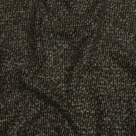 Famous Designer White, Brown and Taupe Striped Blended Wool Knit Boucle
