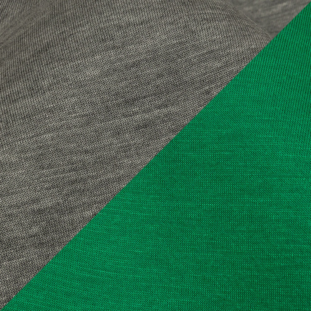 Famous Designer Kelly Green and Heathered Gray Double Face Rayon and Cotton Scuba Knit