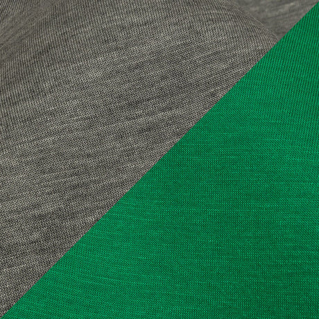 Famous Designer Kelly Green and Heathered Gray Double Face Rayon and Cotton Scuba Knit