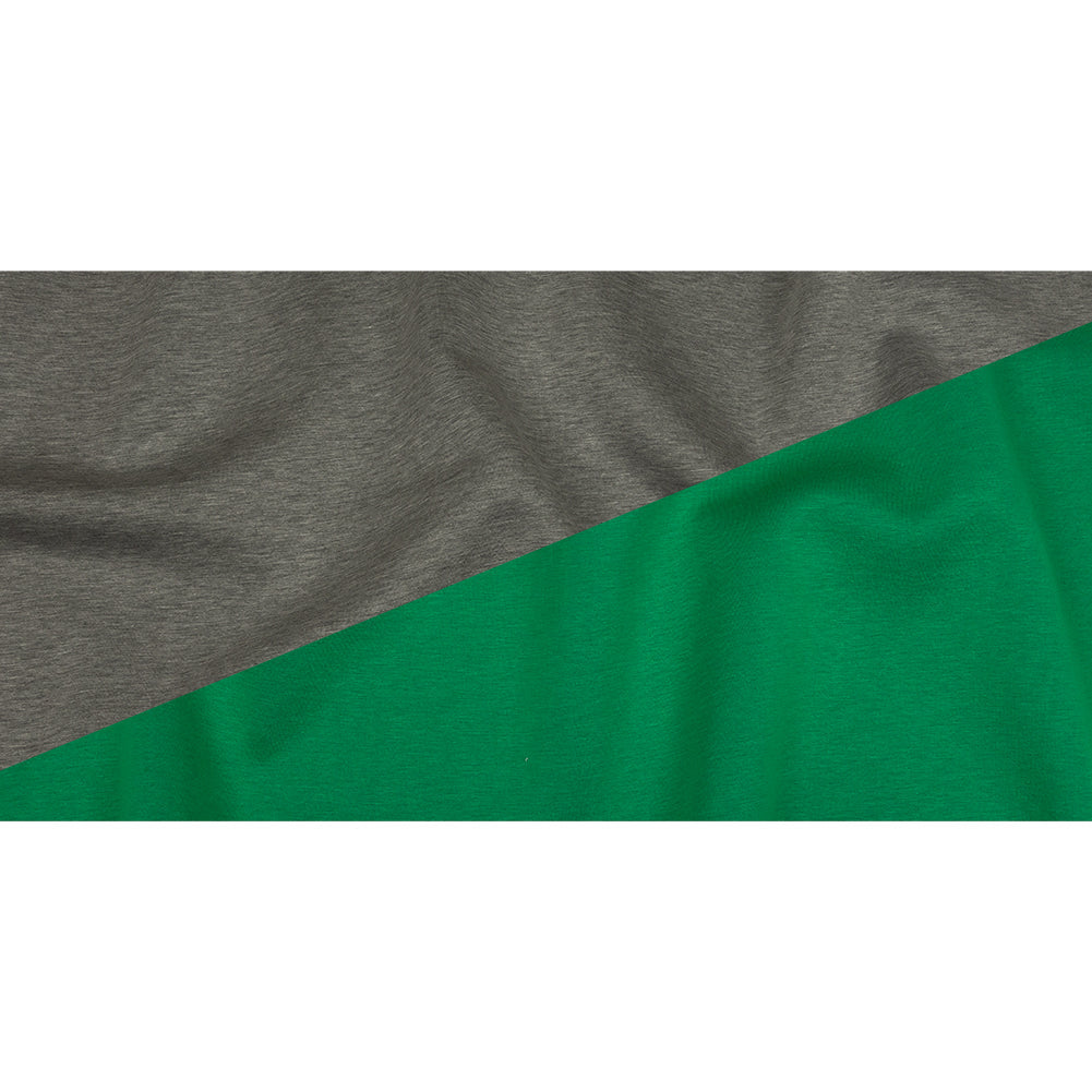 Famous Designer Kelly Green and Heathered Gray Double Face Rayon and Cotton Scuba Knit