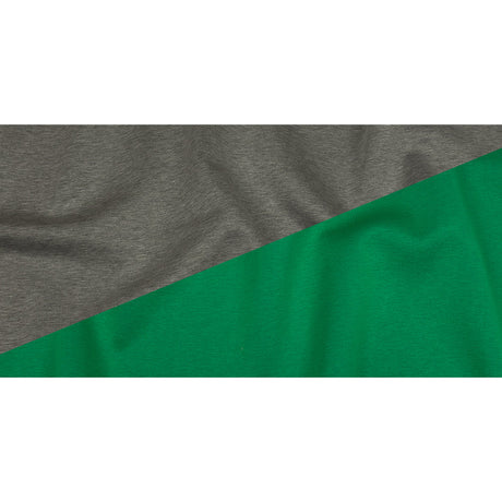 Famous Designer Kelly Green and Heathered Gray Double Face Rayon and Cotton Scuba Knit