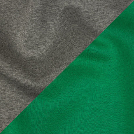 Famous Designer Kelly Green and Heathered Gray Double Face Rayon and Cotton Scuba Knit