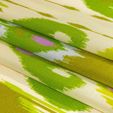 Italian Kiwi, Orchid and Beige Ikat Diamonds Silk Charmeuse