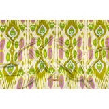 Italian Kiwi, Orchid and Beige Ikat Diamonds Silk Charmeuse