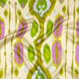 Italian Kiwi, Orchid and Beige Ikat Diamonds Silk Charmeuse