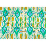 Italian Turquoise, Kelly Green and Mustard Ikat Diamonds Silk Charmeuse