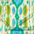 Italian Turquoise, Kelly Green and Mustard Ikat Diamonds Silk Charmeuse
