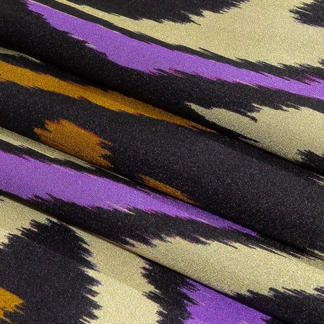 Italian Black, Purple and Orange Ikat Spots Silk Charmeuse