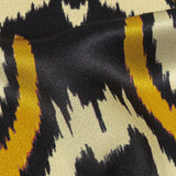 Italian Black, Mustard and Brown Ikat Spots Silk Charmeuse