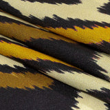 Italian Black, Mustard and Brown Ikat Spots Silk Charmeuse