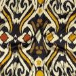 Italian Black, Mustard and Brown Ikat Spots Silk Charmeuse