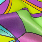 Italian Blue, Purple, and Green Geometric Abstraction Silk Charmeuse