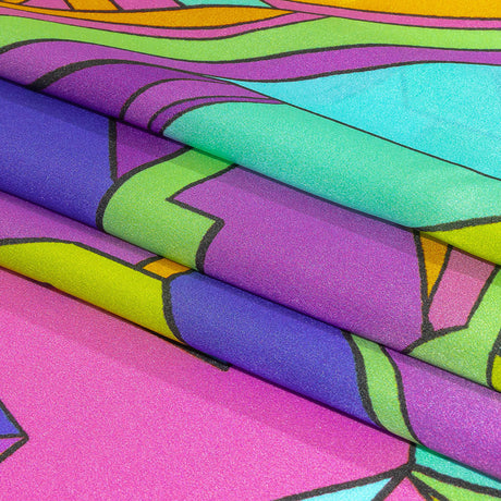 Italian Blue, Purple, and Green Geometric Abstraction Silk Charmeuse