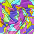 Italian Blue, Purple, and Green Geometric Abstraction Silk Charmeuse