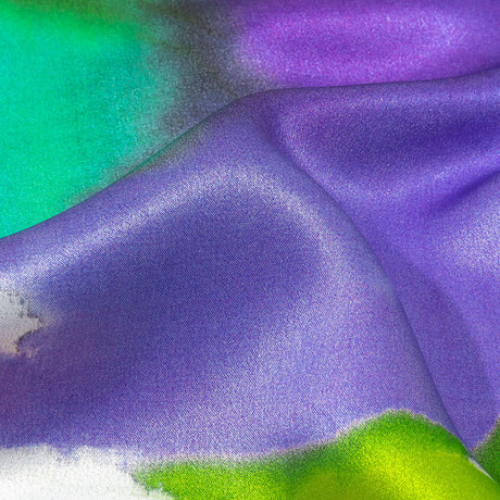Italian Green, Purple and Orange Watercolor Blocks Silk Charmeuse