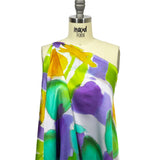 Italian Green, Purple and Orange Watercolor Blocks Silk Charmeuse