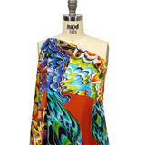 Italian Red, Blue and Yellow Butterfly Wings Silk Charmeuse