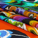 Italian Red, Blue and Yellow Butterfly Wings Silk Charmeuse