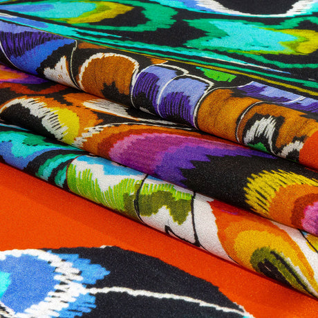 Italian Red, Blue and Yellow Butterfly Wings Silk Charmeuse