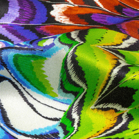 Italian Lime, Blue and Purple Butterfly Wings SIlk Charmeuse