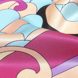 Italian Orange, Peach and Sky Scales and Swirls Silk Charmeuse
