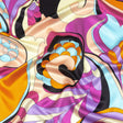Italian Orange, Peach and Sky Scales and Swirls Silk Charmeuse