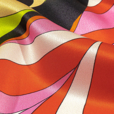 Italian Purple, Orange and Lime Scales and Swirls Silk Charmeuse