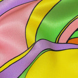 Italian Pink, Lilac and Lime Abstract Flow Silk Charmeuse