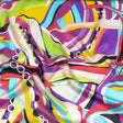 Italian Fuchsia, Purple, and Green Organic Geometry Silk Charmeuse