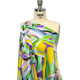 Italian Purple, Green and Yellow Organic Geometry Silk Charmeuse