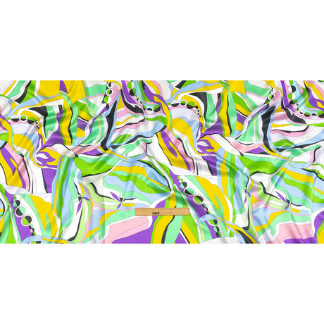 Italian Purple, Green and Yellow Organic Geometry Silk Charmeuse