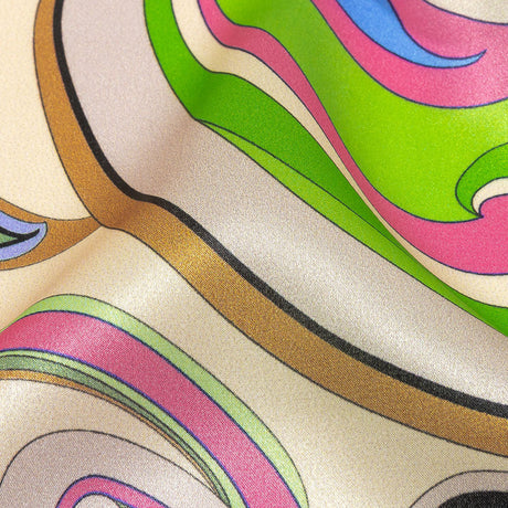 Italian White Smoke, Sky and Pink Swirling Paisley Silk Charmeuse