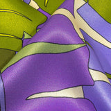 Italian Deep Lavender, Olive and Lime Jungle Leaves Silk Charmeuse