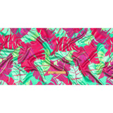 Italian Fuchsia, Hot Pink and Mint Jungle Leaves Silk Charmeuse