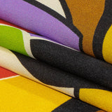 Italian Lime, Goldenrod and Red Geometric Floral Silk Charmeuse