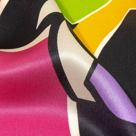 Italian Gold, Lilac and Lime Geometric Floral Silk Charmeuse