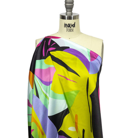 Italian Seafoam, Purple and Yellow Bold Naturals Silk Charmeuse