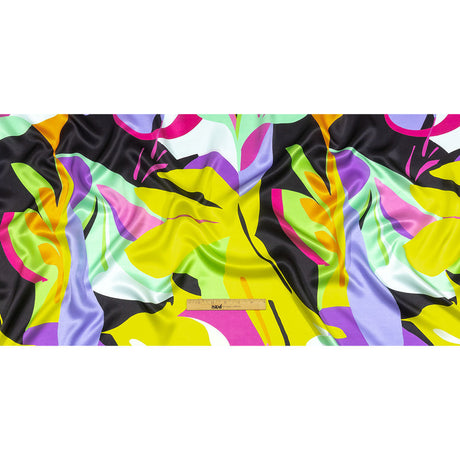 Italian Seafoam, Purple and Yellow Bold Naturals Silk Charmeuse