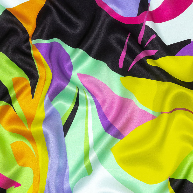 Italian Seafoam, Purple and Yellow Bold Naturals Silk Charmeuse