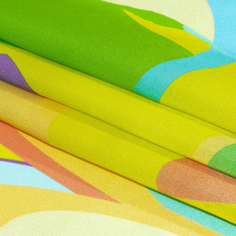 Italian Yellow, Green and Purple Bold Naturals Silk Charmeuse