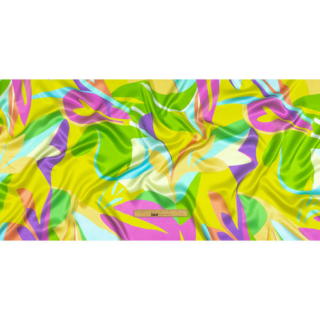 Italian Yellow, Green and Purple Bold Naturals Silk Charmeuse