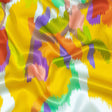 Italian Yellow, Green and Red Ikat Paradise Silk Charmeuse
