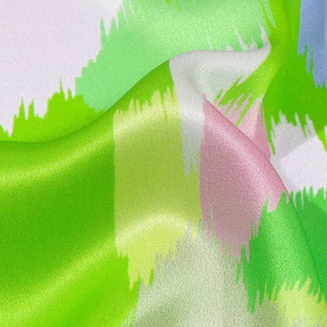 Italian Lime, Pink and Lilac Ikat Paradise Silk Charmeuse