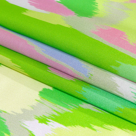 Italian Lime, Pink and Lilac Ikat Paradise Silk Charmeuse