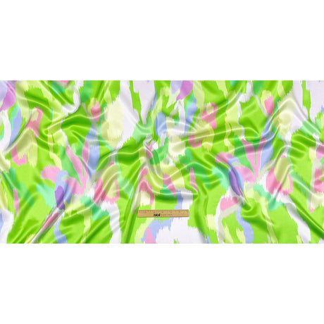 Italian Lime, Pink and Lilac Ikat Paradise Silk Charmeuse