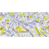Italian Lavender, Seafoam and Yellow Feathered Flowers Silk Charmeuse