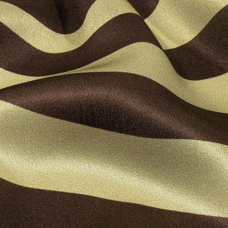 Italian Brown and Beige Oversized Leaves Silk Charmeuse